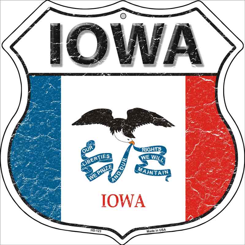 Iowa State FLAG Highway Shield Wholesale Metal Sign