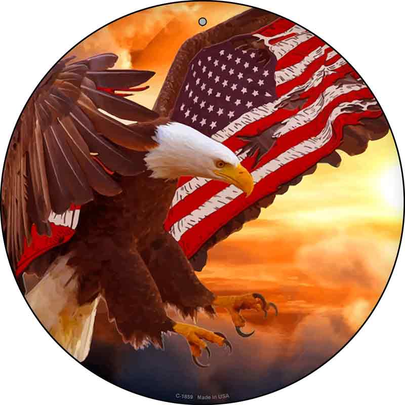 Eagle American FLAG Wing Wholesale Novelty Metal Circle Sign C-1859