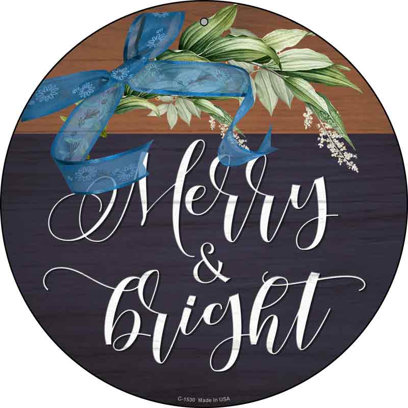 Merry And Bright Bow Wreath Wholesale Novelty Metal Circle Sign