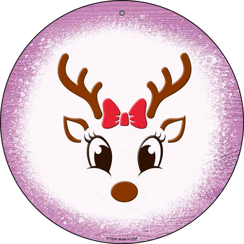 Purple Reindeer Face Wholesale Novelty Metal Circle SIGN