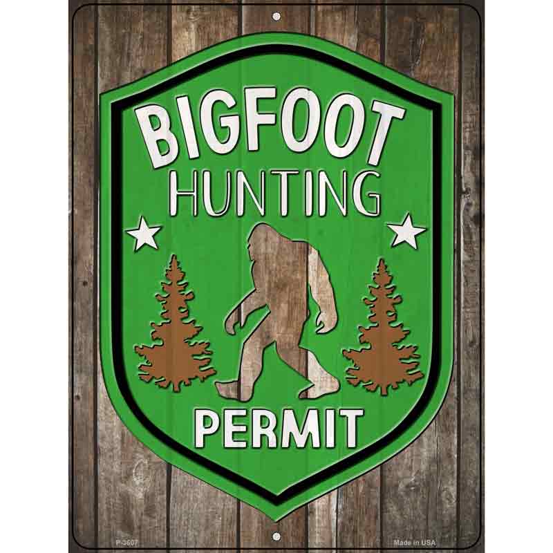 Bigfoot Hunting Permit Wholesale Novelty Metal Parking SIGN