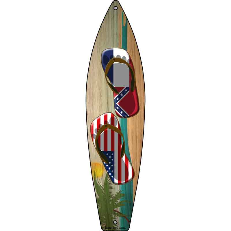 Mississippi Flag and US Flag FLIP FLOP Wholesale Novelty Metal Surfboard Sign