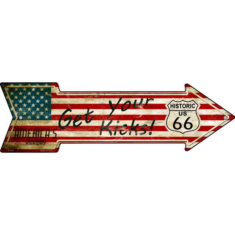 American FLAG Get Your Kicks Wholesale Novelty Metal Arrow Sign