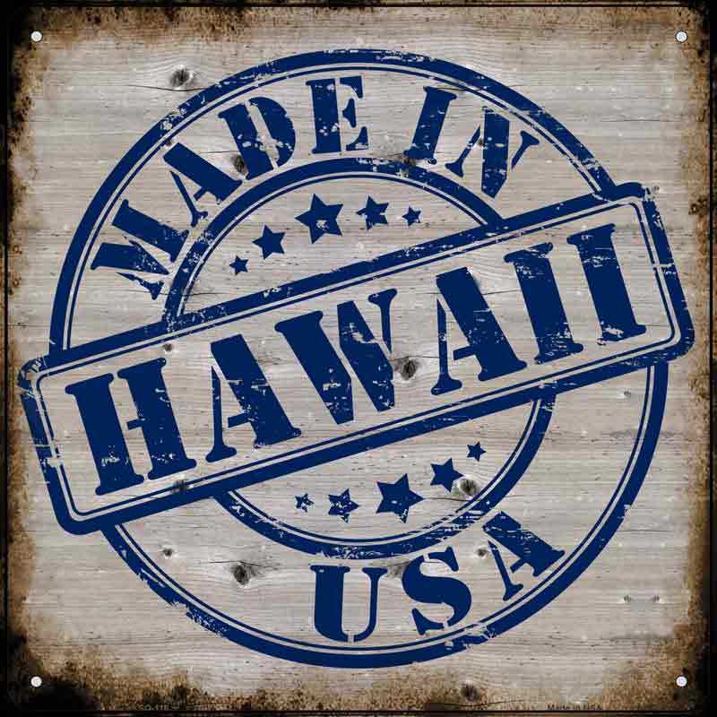 Hawaii Stamp On Wood Wholesale Novelty Metal Square SIGN