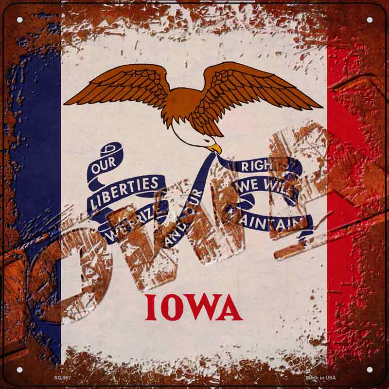 Iowa Rusty Stamped Wholesale Novelty Metal Square SIGN