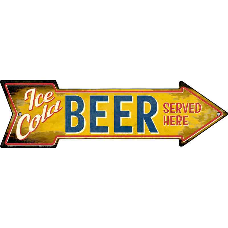 Ice Cold Beer Served Here Wholesale Novelty Metal Arrow SIGN