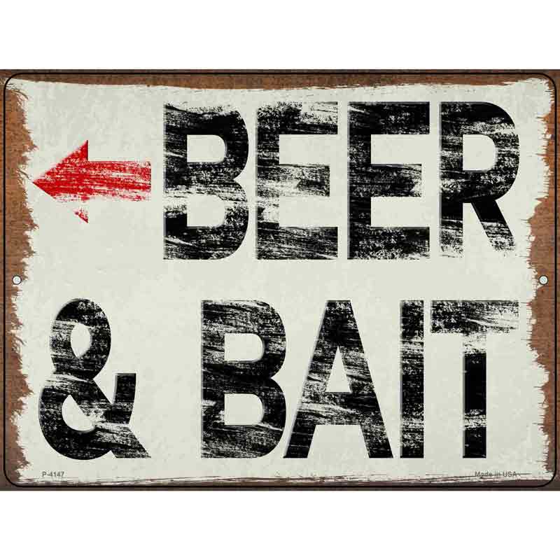 Beer and Bait Left Wholesale Novelty Metal Parking SIGN