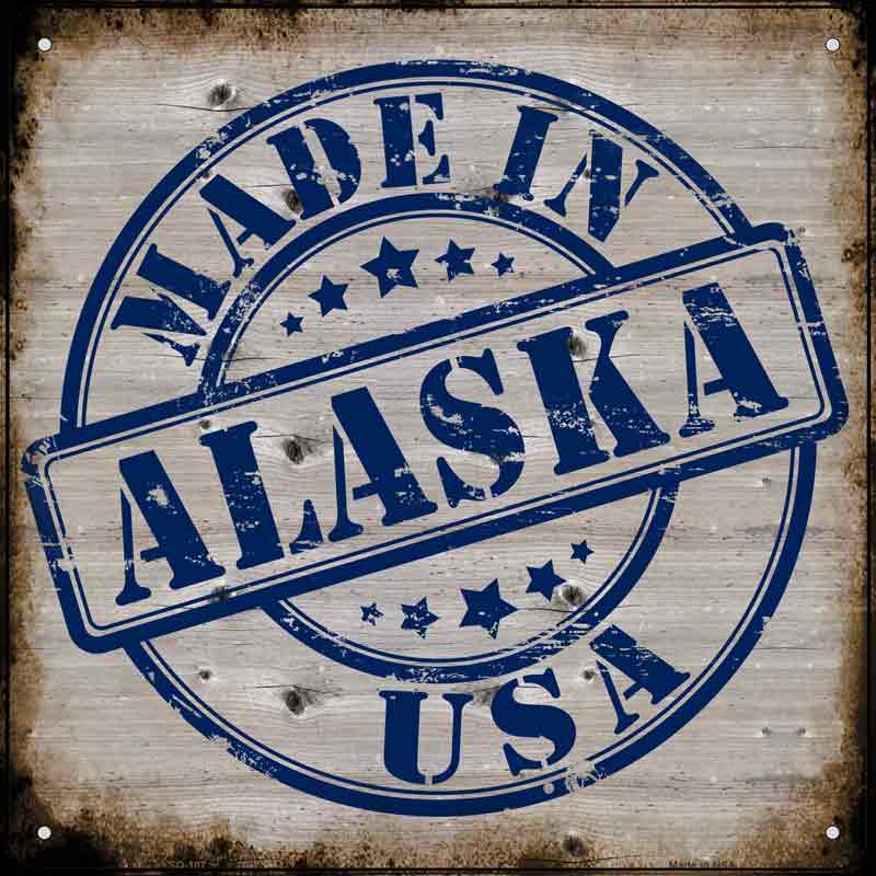 Alaska Stamp On Wood Wholesale Novelty Metal Square SIGN