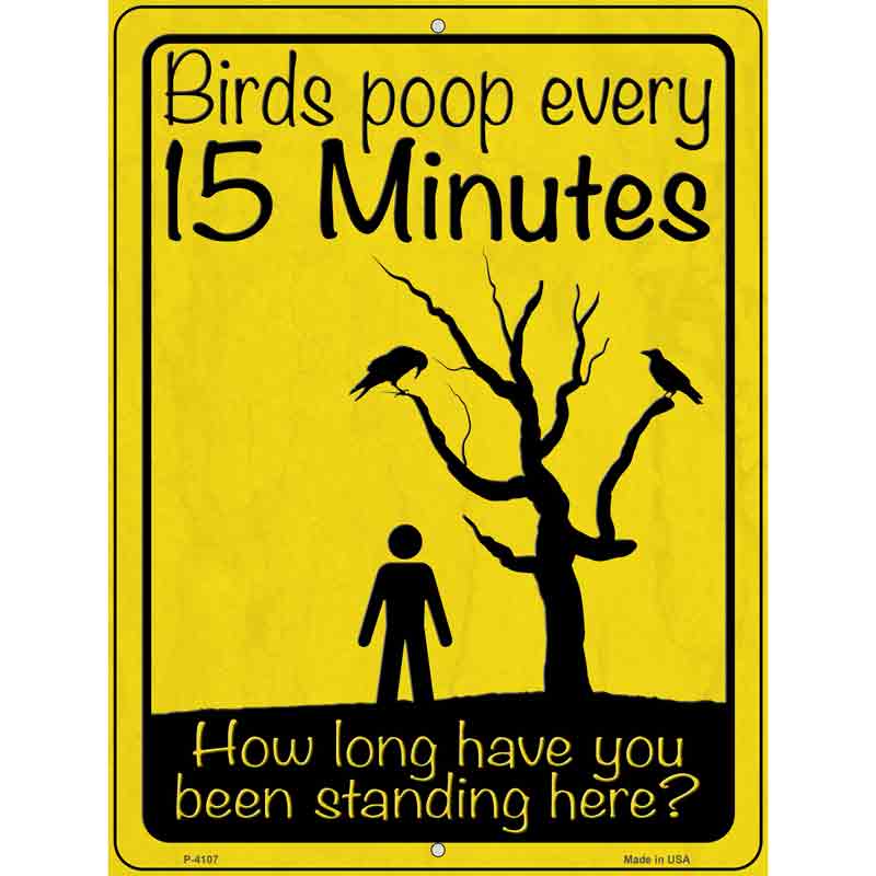 Birds Poop Every 15 Minutes Wholesale Novelty Metal Parking SIGN
