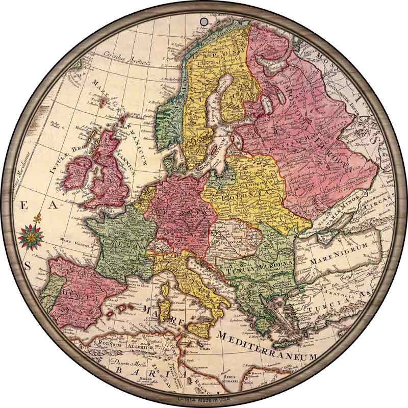 Europe Map Wholesale Novelty Metal Circle SIGN