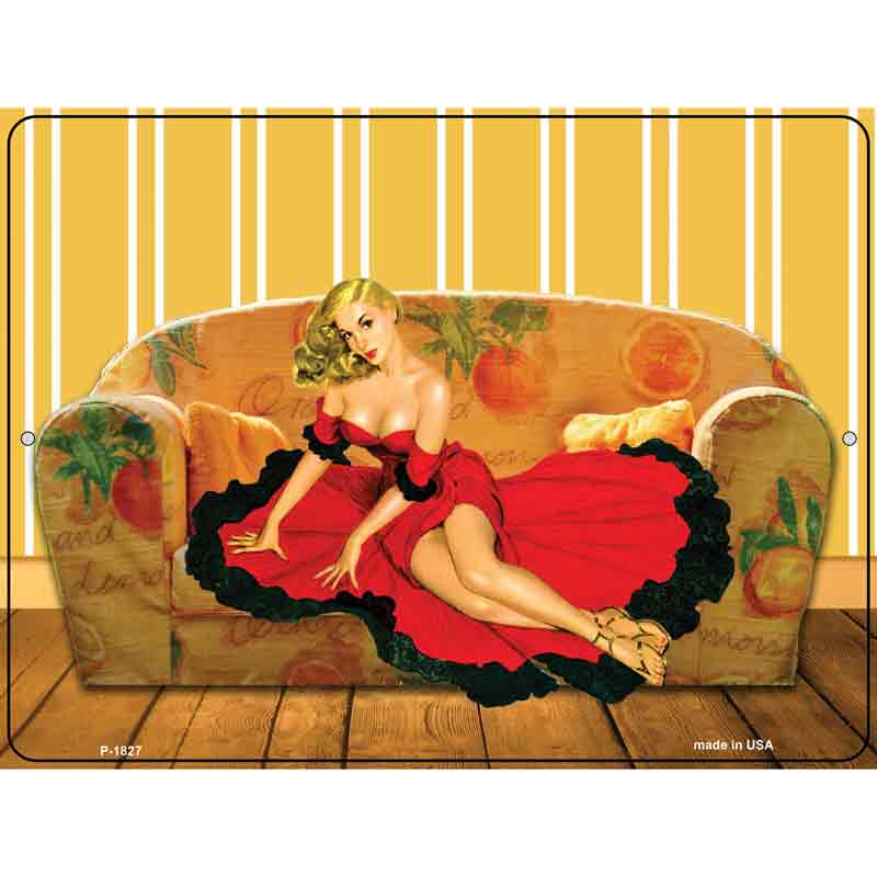 Girl On Couch VINTAGE Pinup Wholesale Parking Sign