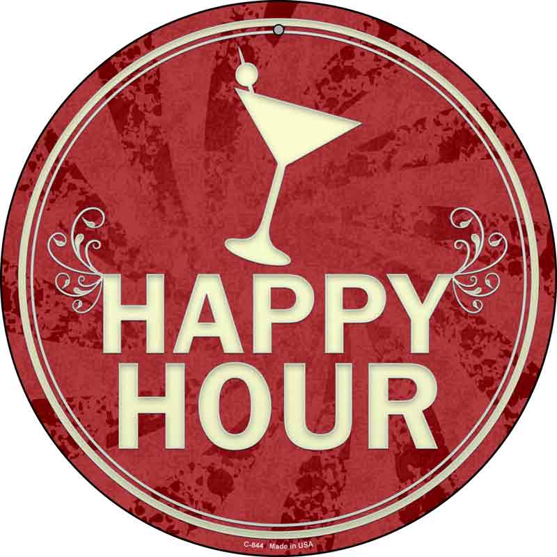 Happy Hour Wholesale Novelty Metal Circular SIGN