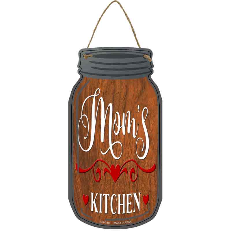 Moms Kitchen Wood Grain Wholesale Novelty Metal Mason Jar SIGN