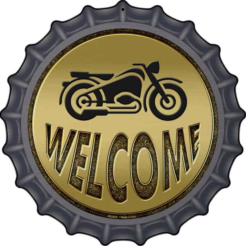 Welcome With Motorcycle Wholesale Novelty Metal Bottle Cap