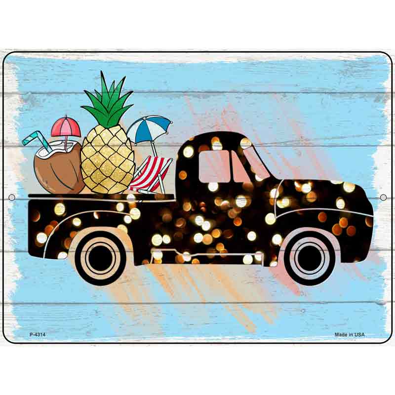 Truck With Coconut And Pineapple Wholesale Novelty Metal Parking SIGN