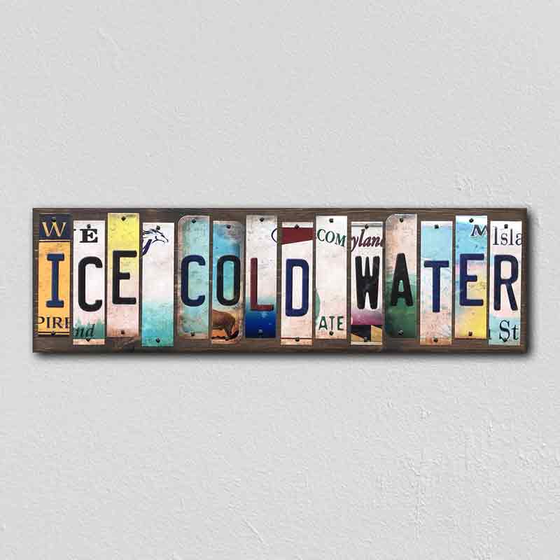 Ice Cold Water Wholesale Novelty License Plate Strips Wood SIGN
