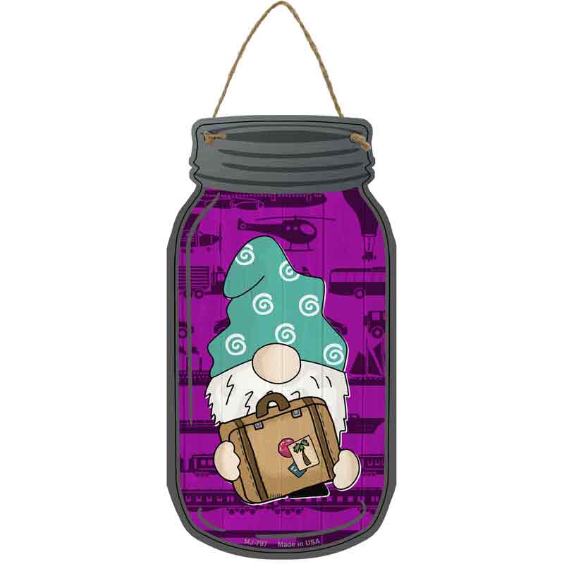 Gnome With Suitcase Purple Wholesale Novelty Metal Mason Jar SIGN