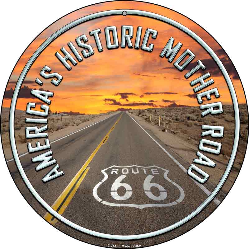 Mother Road ROUTE 66 Wholesale Novelty Metal Circular Sign