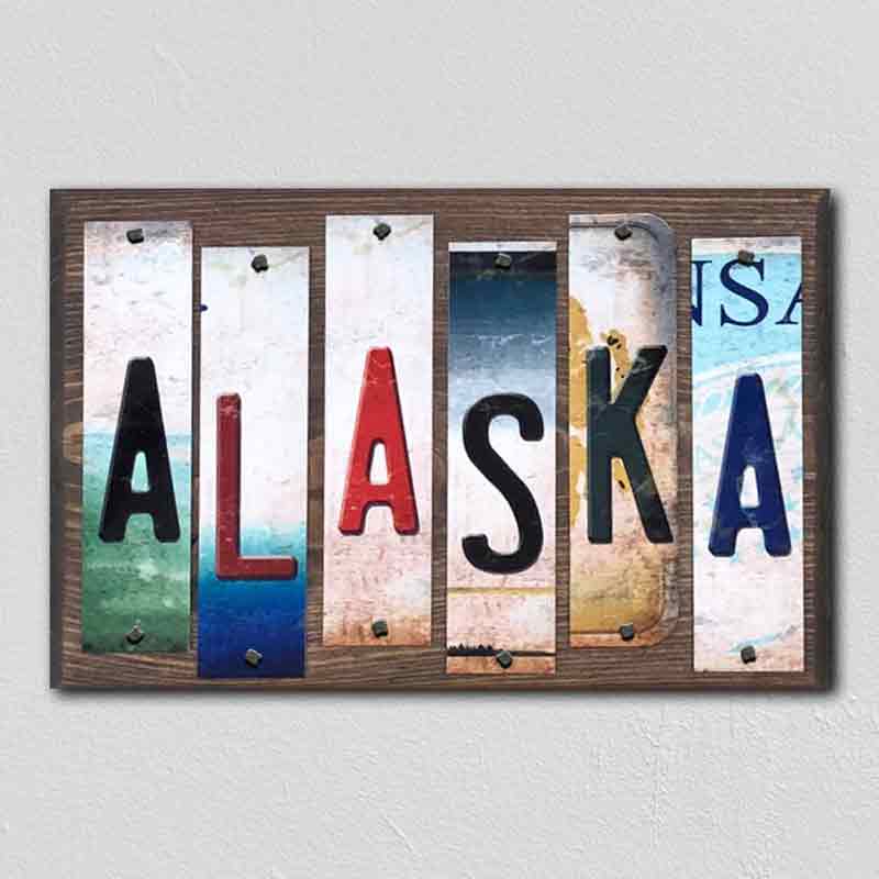 Alaska Wholesale Novelty License Plate Strips Wood Sign