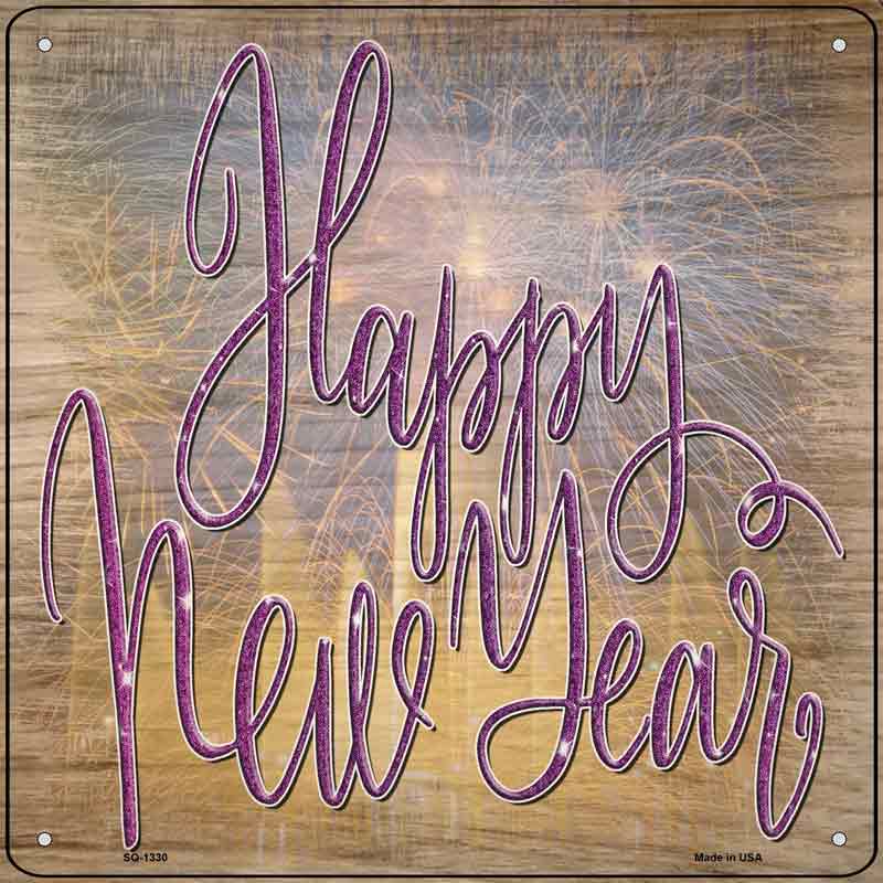Happy New Year FIREWORKS Wholesale Novelty Metal Square Sign