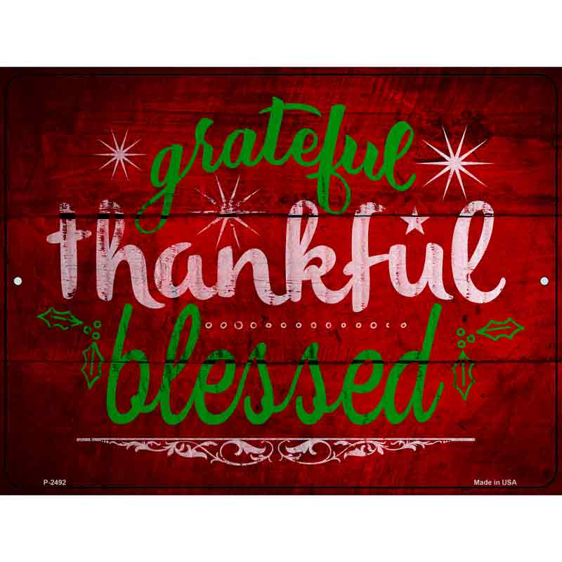 Grateful Thankful Blessed Red Wholesale Novelty Metal Parking SIGN