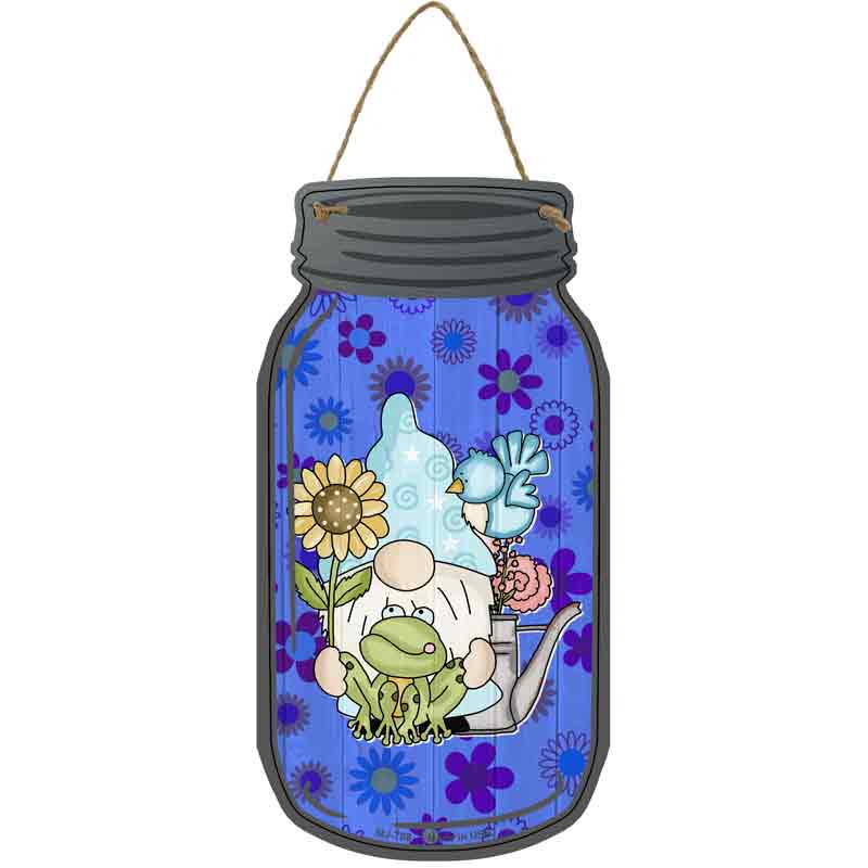 Gnome With SunFLOWER and Frog Wholesale Novelty Metal Mason Jar Sign
