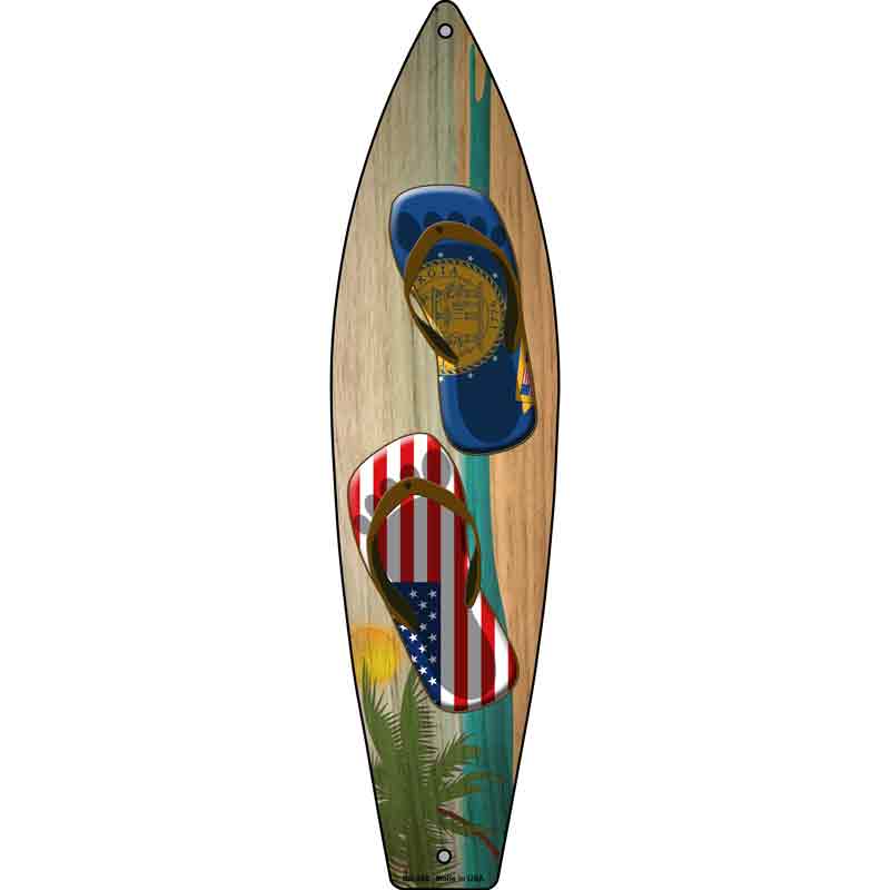 Georgia Flag and US Flag FLIP FLOP Wholesale Novelty Metal Surfboard Sign