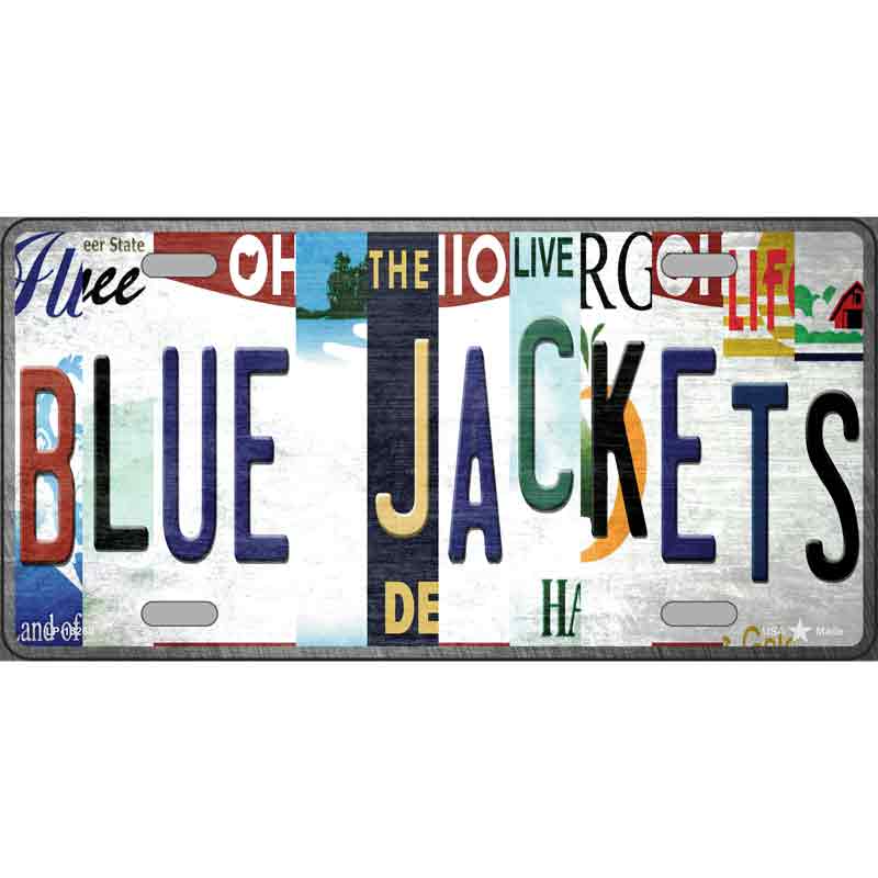 Blue JACKETs Strip Art Wholesale Novelty Metal License Plate Tag