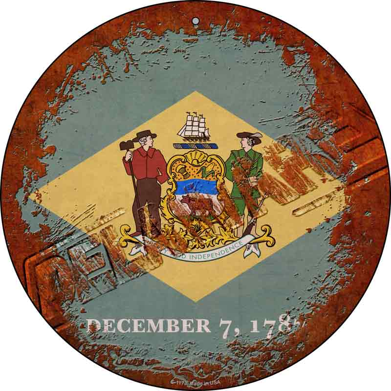 Delaware Rusty Stamped Wholesale Novelty Metal Circular SIGN