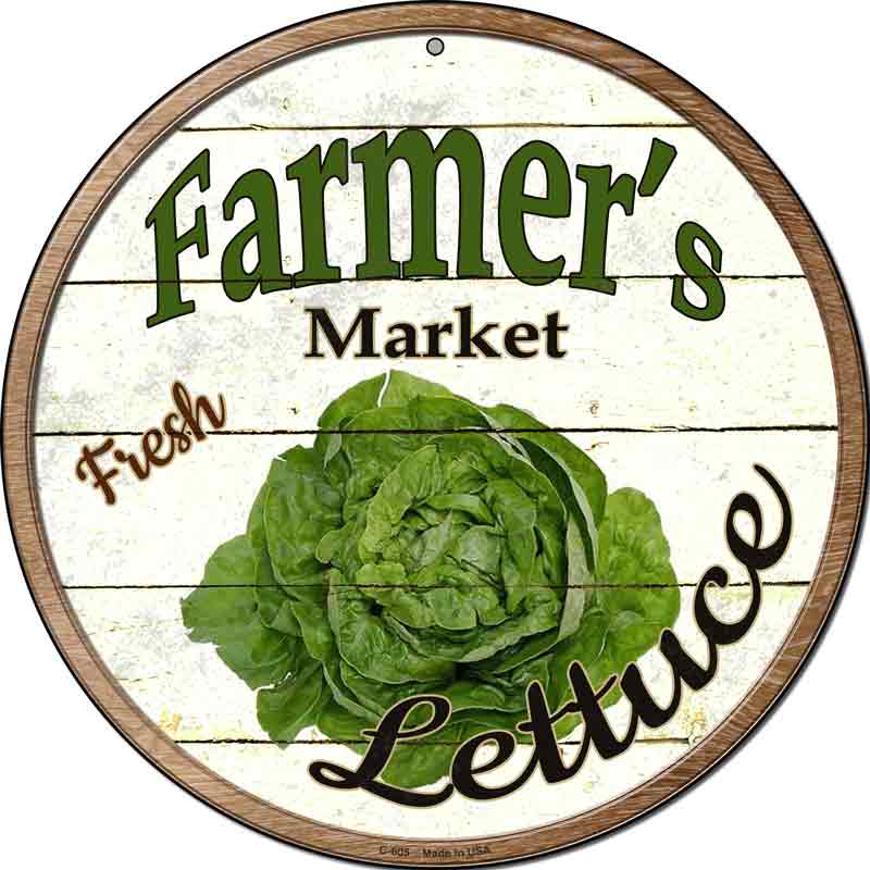 Farmers Market Lettuce Wholesale Novelty Metal Circular SIGN
