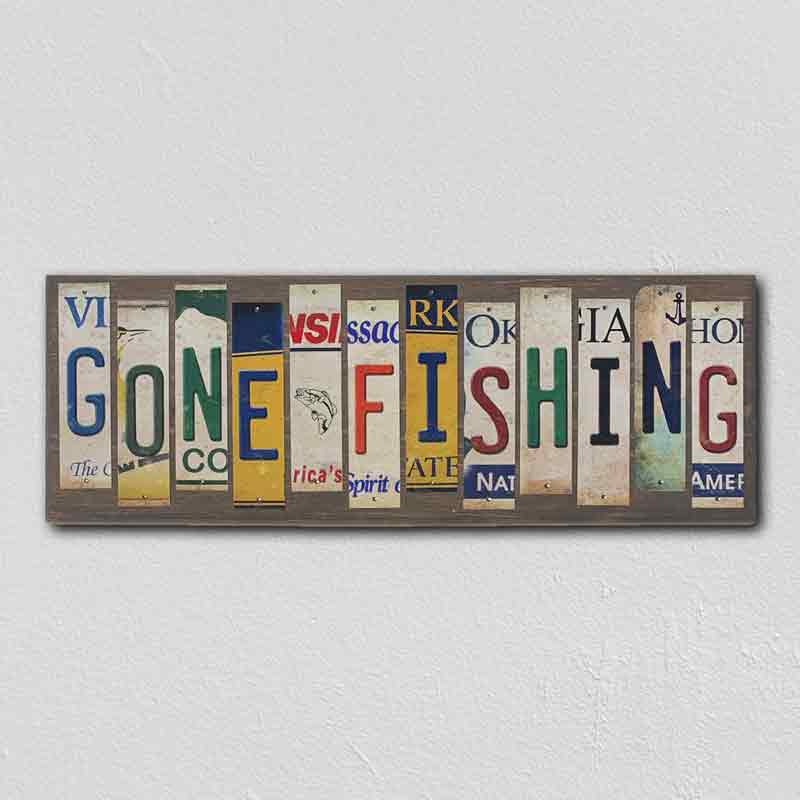 Gone FISHING Wholesale Novelty License Plate Strips Wood Sign