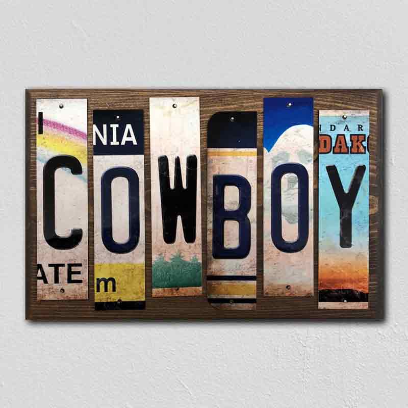 Cowboy Wholesale Novelty License Plate Strips Wood SIGN