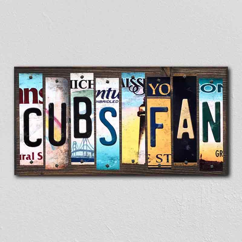 Cubs Fan Wholesale Novelty License Plate Strips Wood Sign