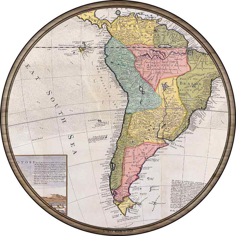 South America Map Wholesale Novelty Metal Circle SIGN