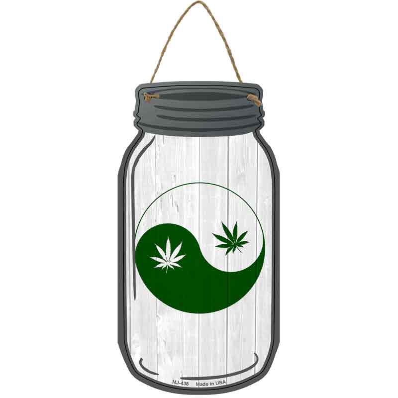 Yin Yang Marijuana Leaf Wholesale Novelty Metal Mason Jar SIGN