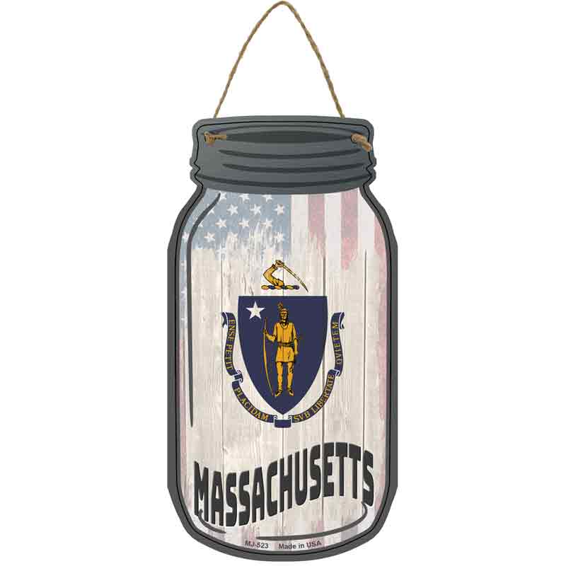 Massachusetts | USA FLAG Wholesale Novelty Metal Mason Jar Sign