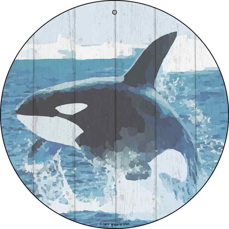 Whale Out of Water Wholesale Novelty Metal Circular Sign