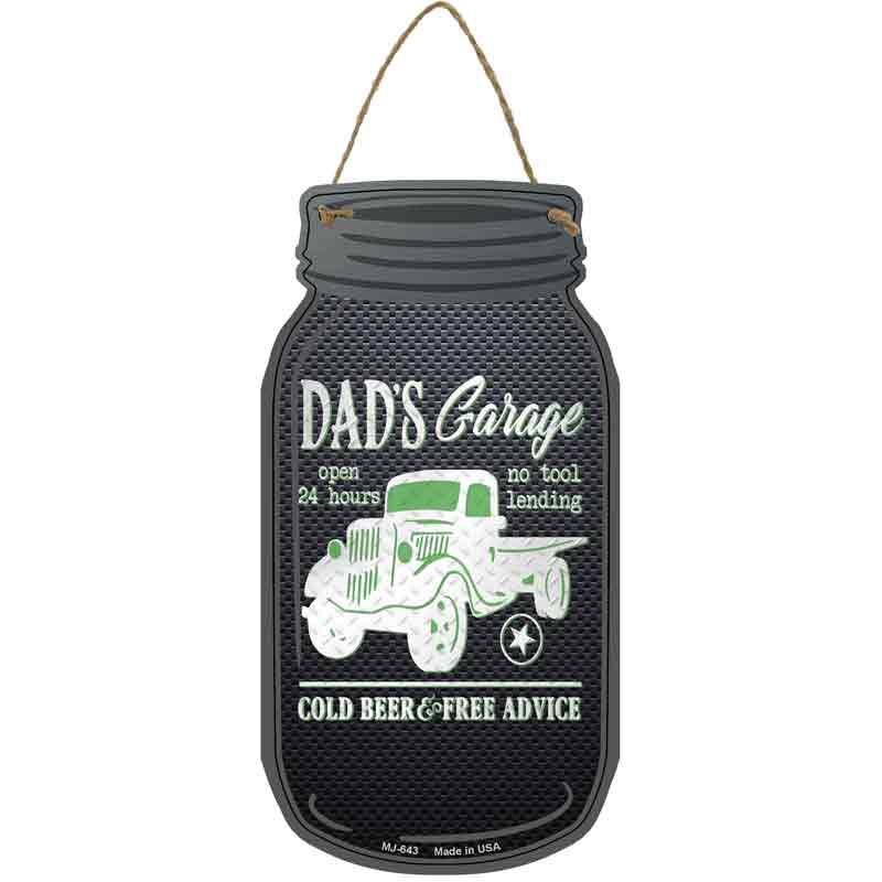 Dads Garage Green Truck Wholesale Novelty Metal Mason Jar SIGN
