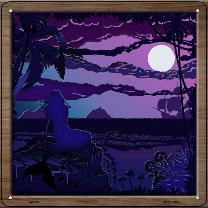 Mermaid on Rock Shadow Box Wholesale Novelty Metal Square SIGN