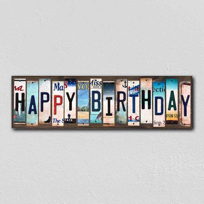 Happy Birthday Wholesale Novelty License Plate Strips Wood Sign