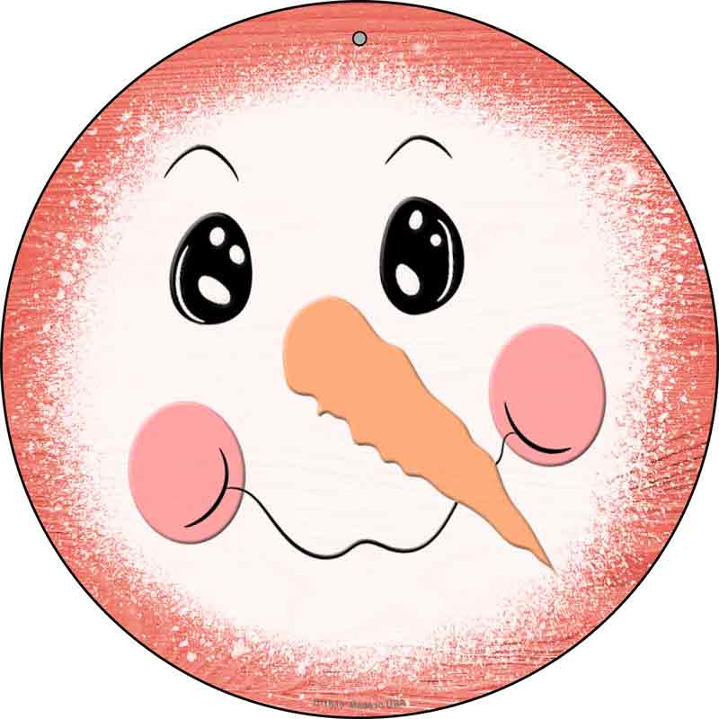Light Red Snowman Face Wholesale Novelty Metal Circle Sign