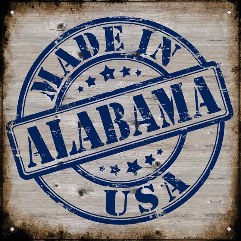Alabama Stamp On Wood Wholesale Novelty Metal Square SIGN