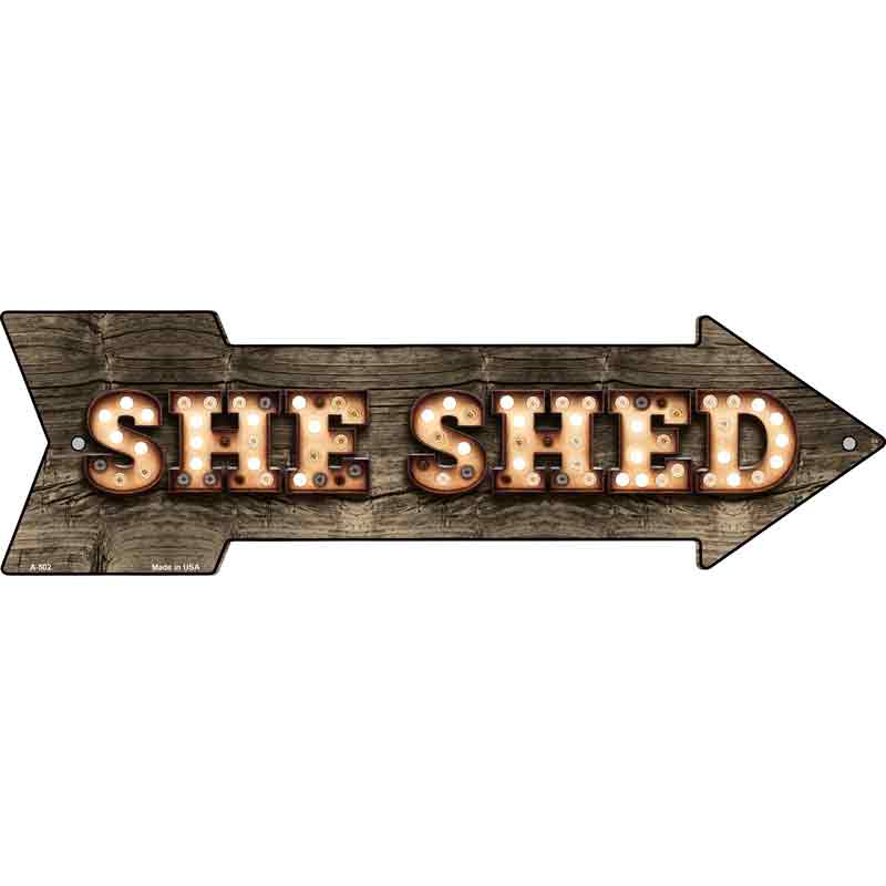 She Shed Bulb Letters Wholesale Novelty Arrow SIGN