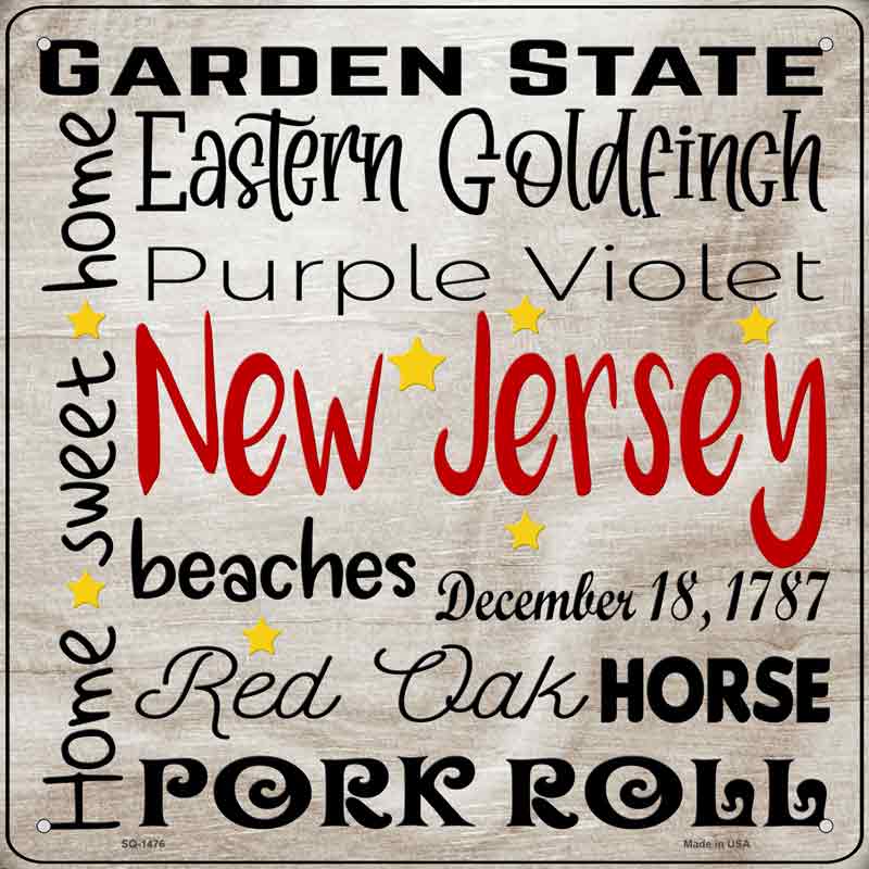 New JERSEY Motto Wholesale Novelty Metal Square Sign