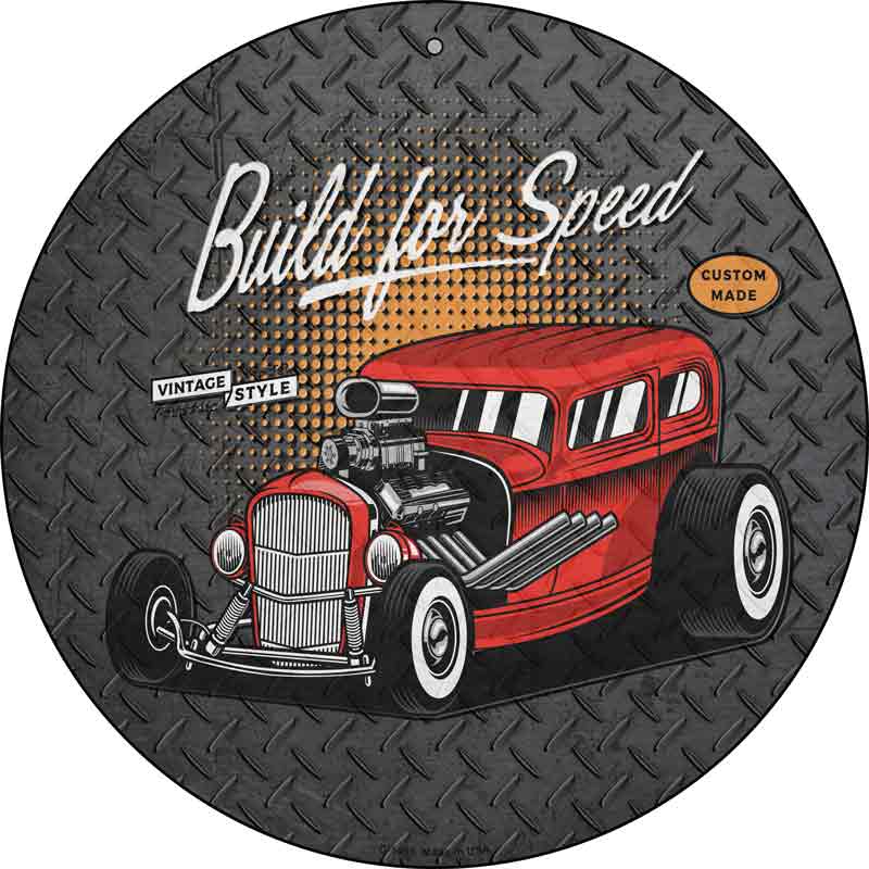 Built For Speed Red Hotrod Wholesale Novelty Metal Circular SIGN