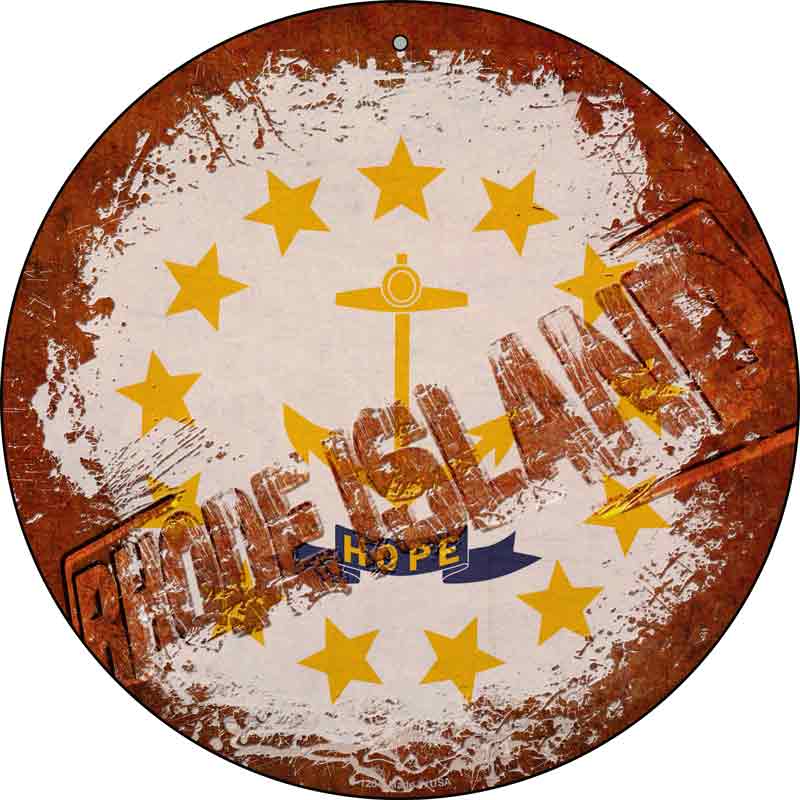 Rhode Island Rusty Stamped Wholesale Novelty Metal Circular SIGN