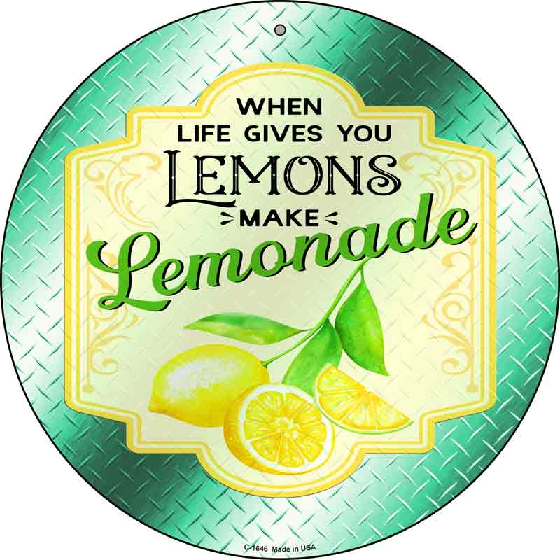 Make Lemonade Aqua Wholesale Novelty Metal Circle SIGN