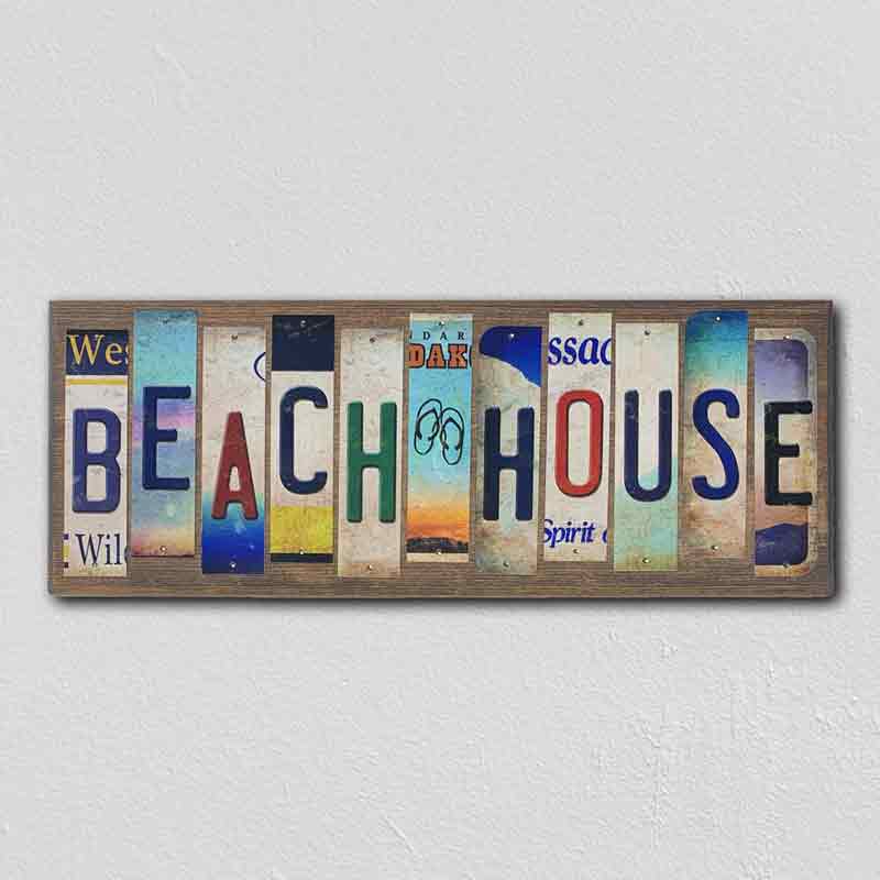 Beach House Wholesale Novelty License Plate Strips Wood Sign