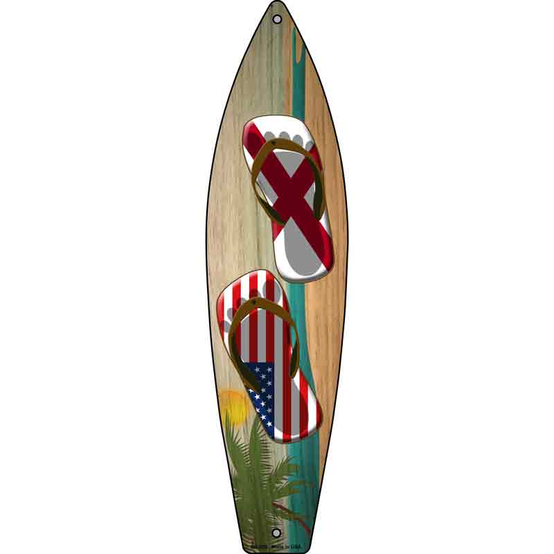 Alabama Flag and US Flag FLIP FLOP Wholesale Novelty Metal Surfboard Sign