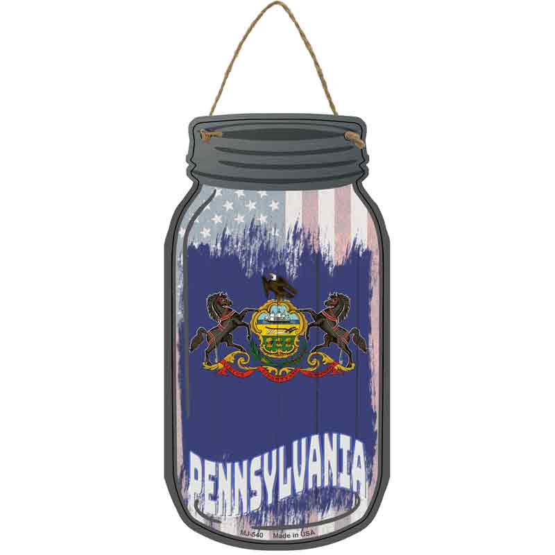 Pennsylvania | USA FLAG Wholesale Novelty Metal Mason Jar Sign